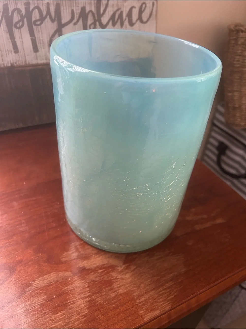 Handblown Glass Vase - Aqua Blue